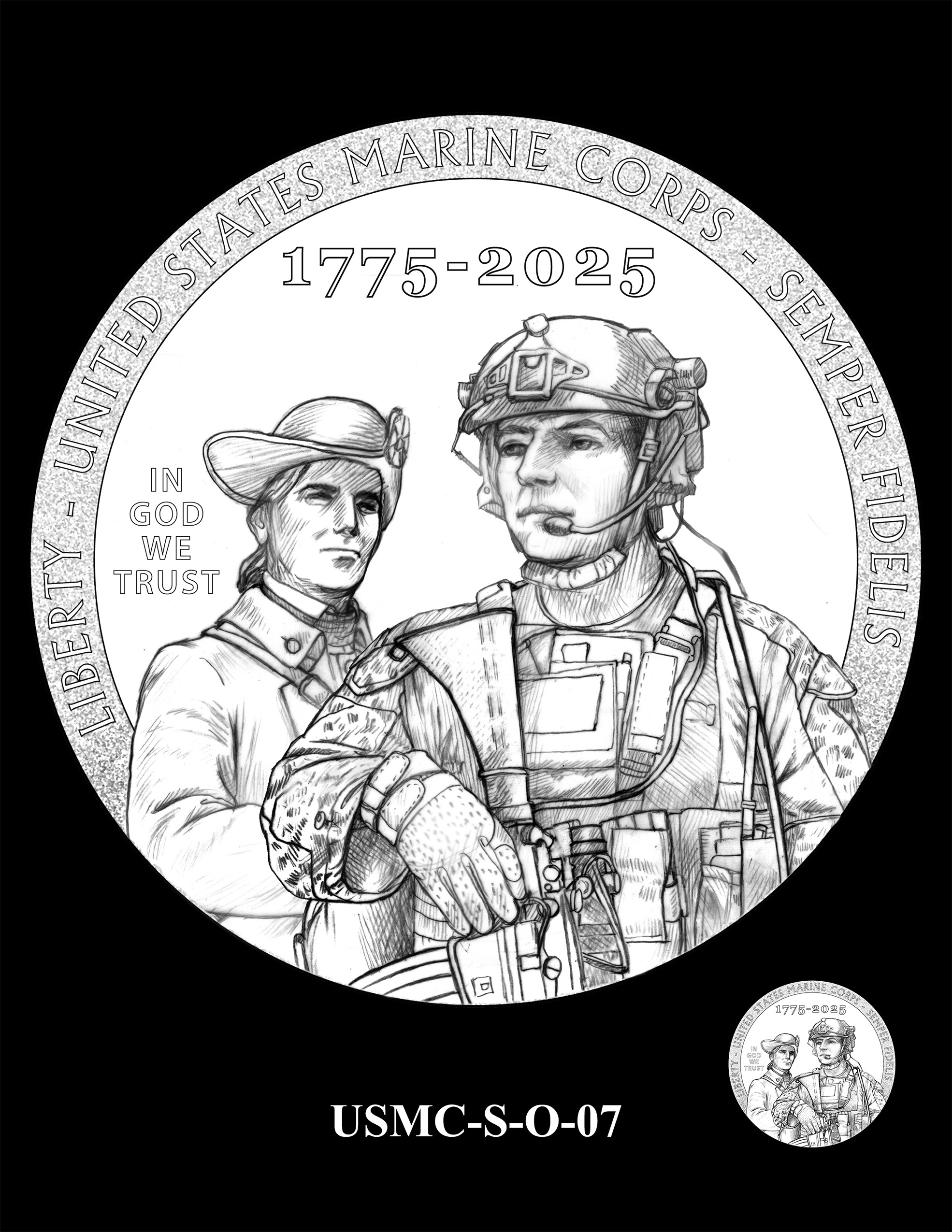 USMC-S-O-07 -- 250th Anniversary of the United States Marine Corps - Silver