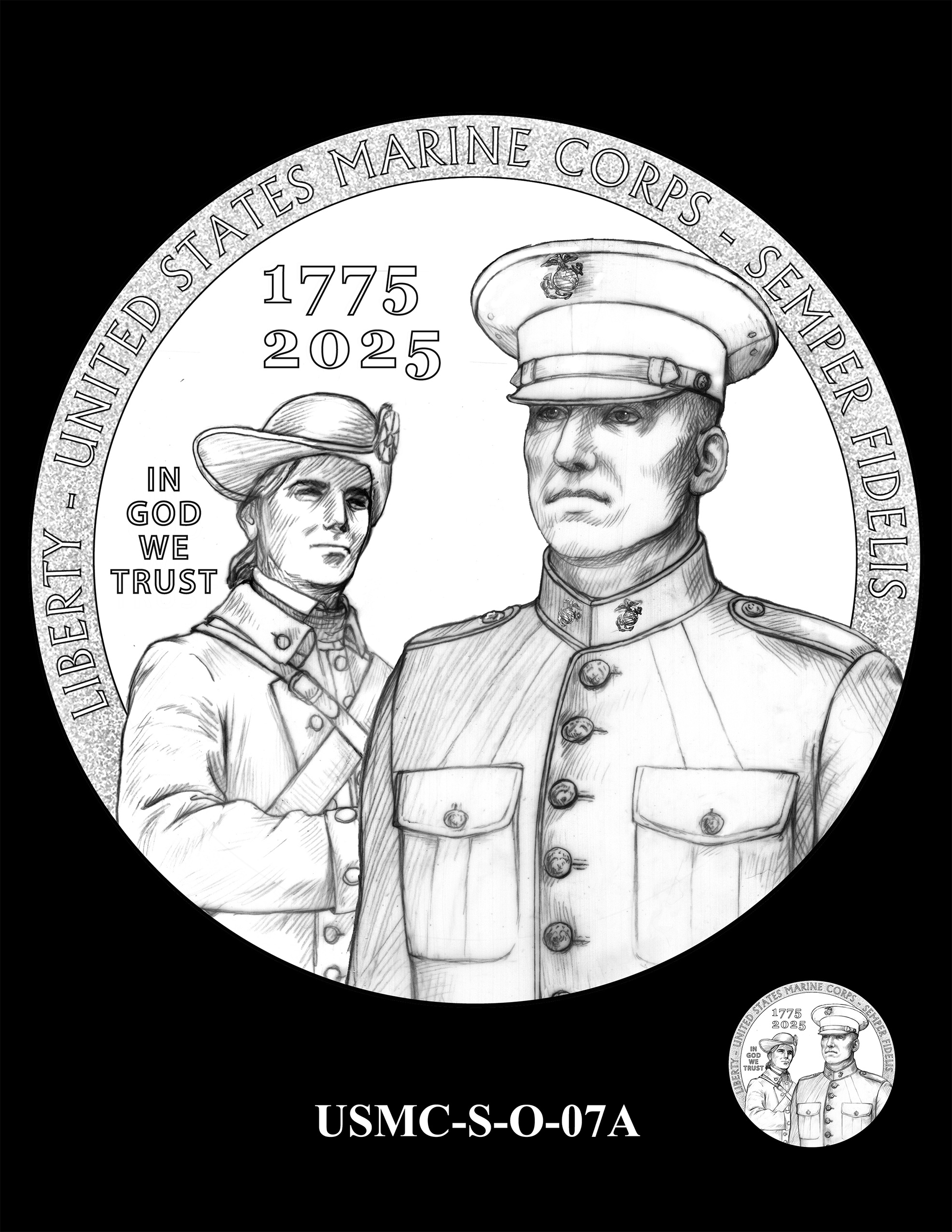 USMC-S-O-07A -- 250th Anniversary of the United States Marine Corps - Silver
