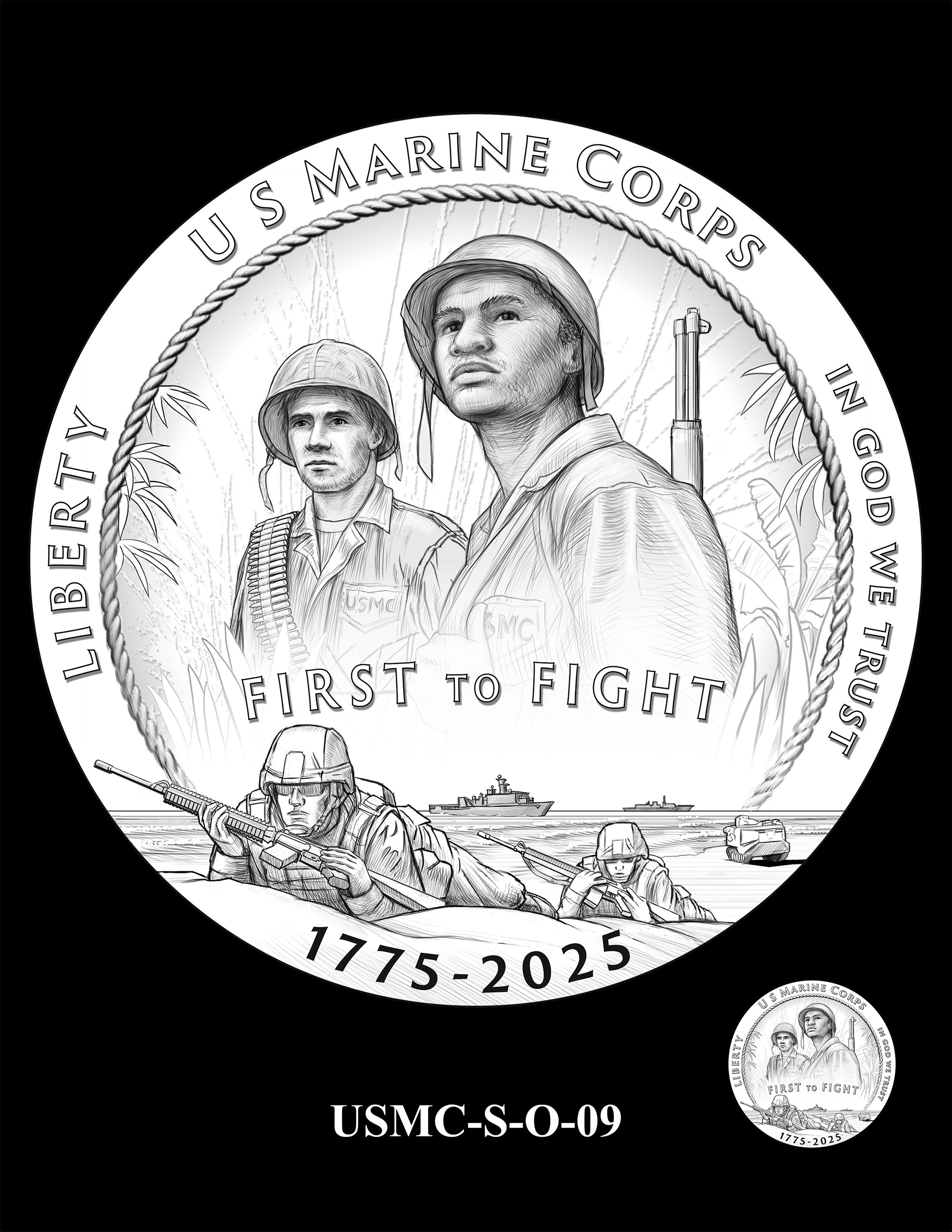 USMC-S-O-09 -- 250th Anniversary of the United States Marine Corps - Silver