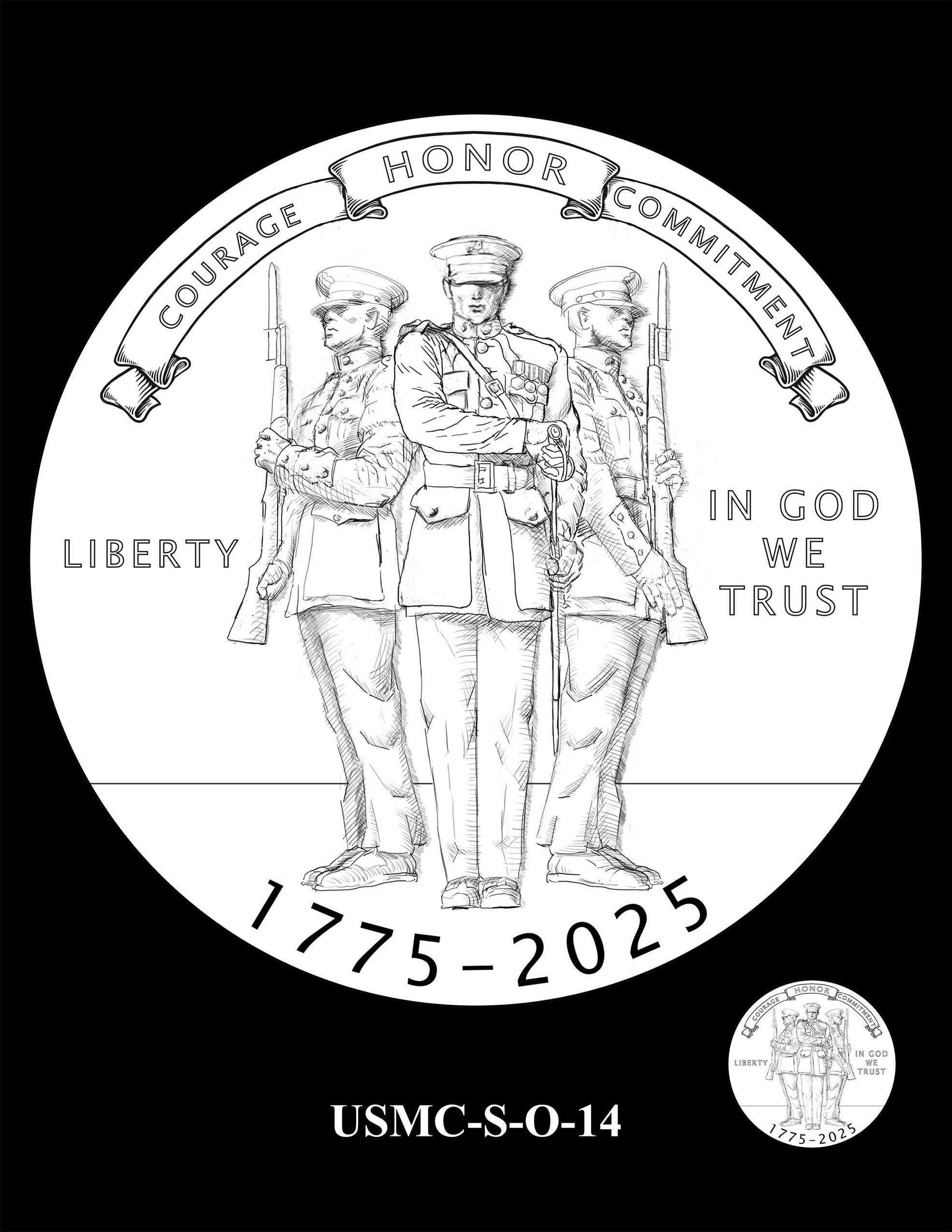 USMC-S-O-14 -- 250th Anniversary of the United States Marine Corps - Silver