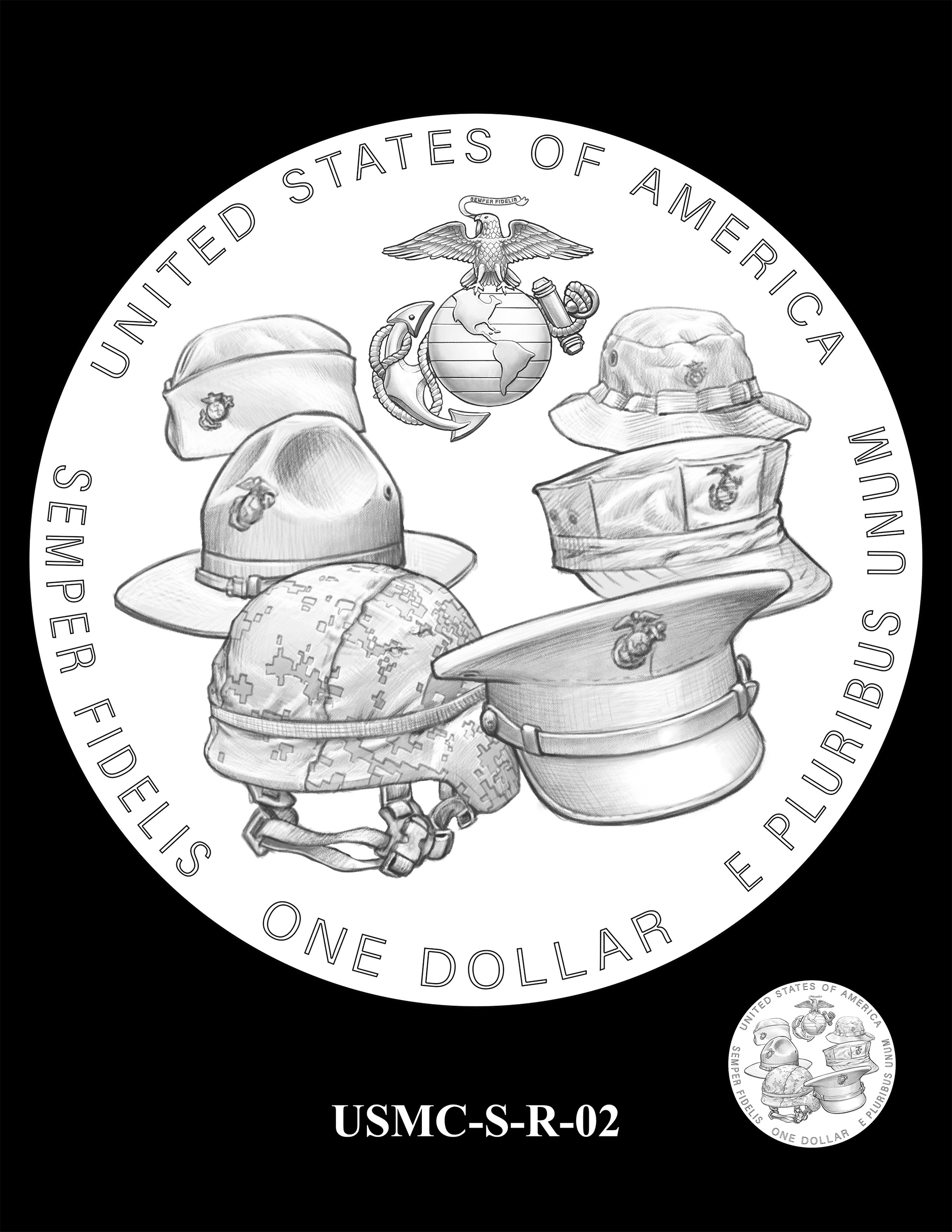 USMC-S-R-02 -- 250th Anniversary of the United States Marine Corps - Silver