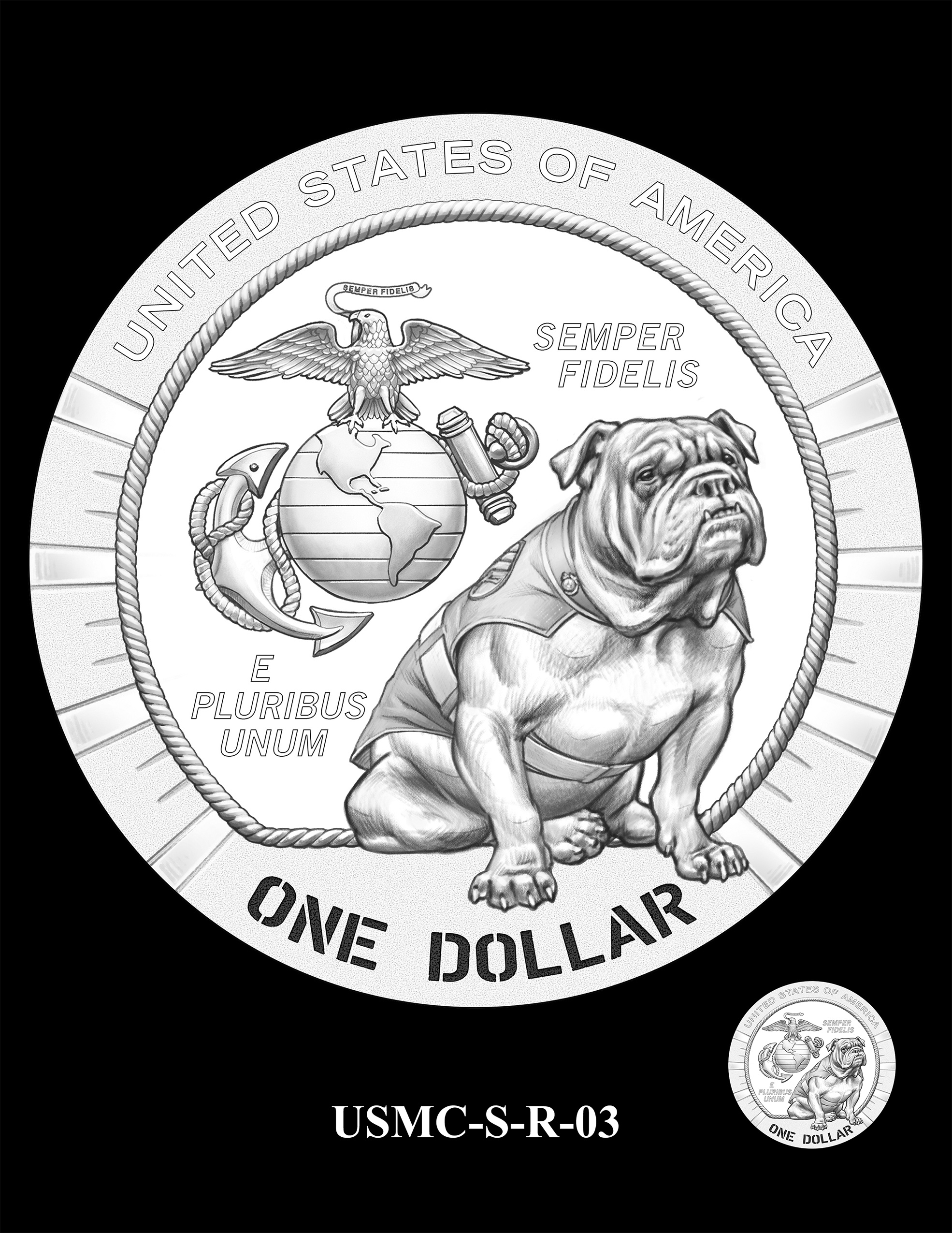 USMC-S-R-03 -- 250th Anniversary of the United States Marine Corps - Silver