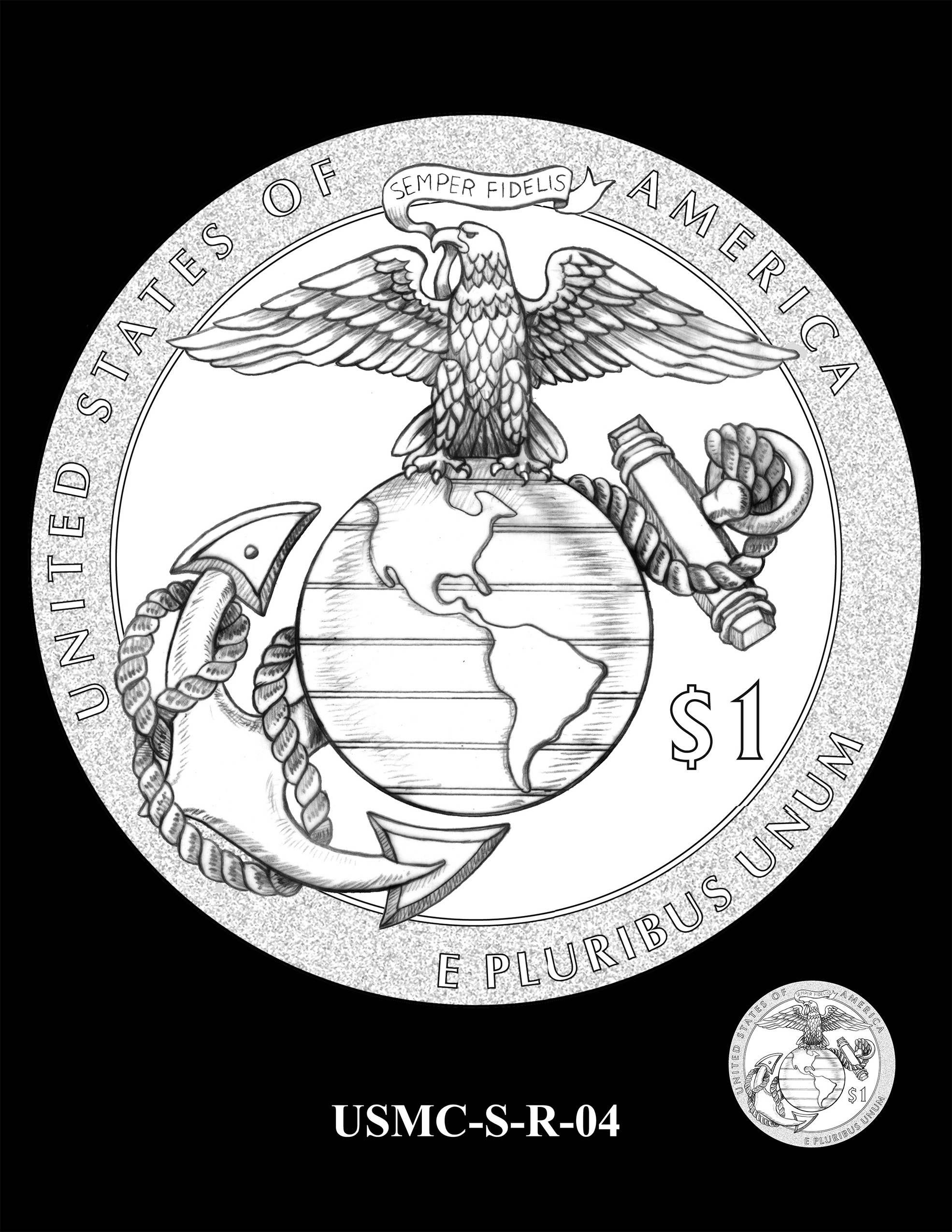 USMC-S-R-04 -- 250th Anniversary of the United States Marine Corps - Silver