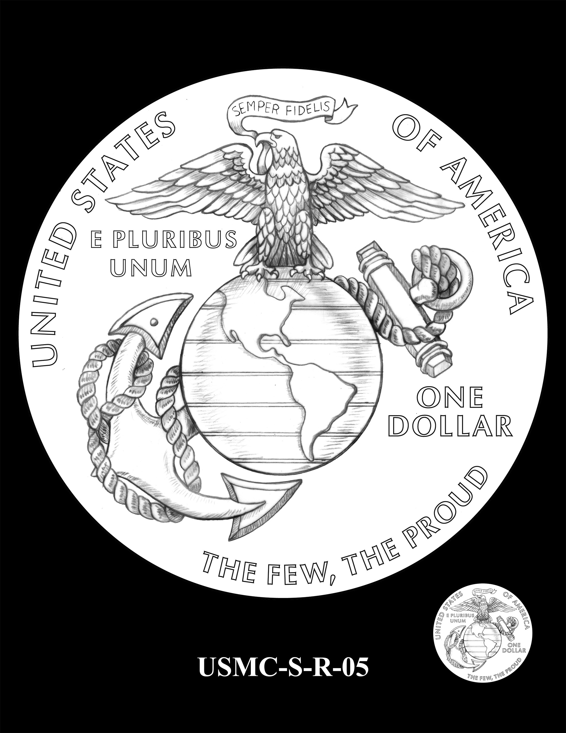 USMC-S-R-05 -- 250th Anniversary of the United States Marine Corps - Silver