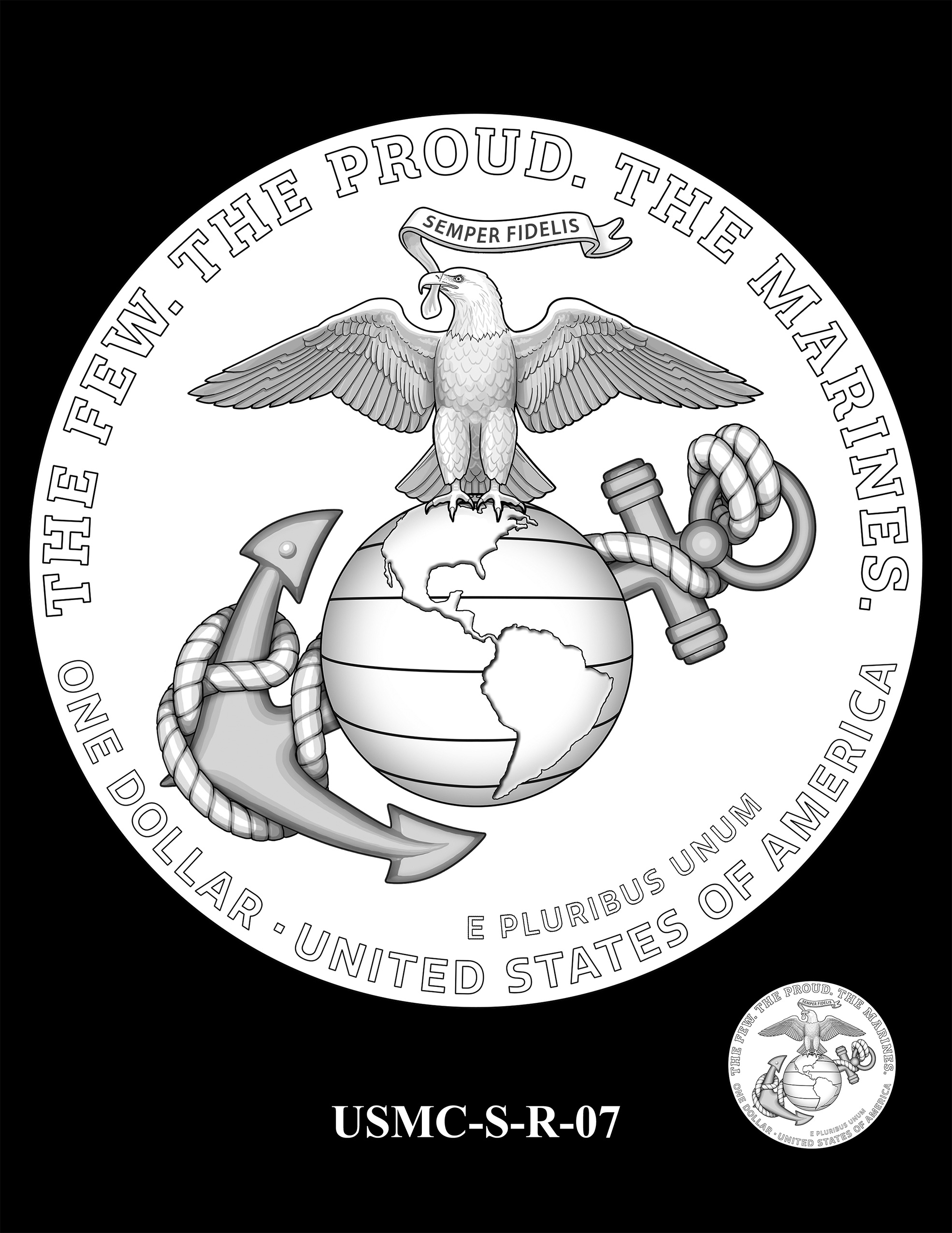 USMC-S-R-07 -- 250th Anniversary of the United States Marine Corps - Silver