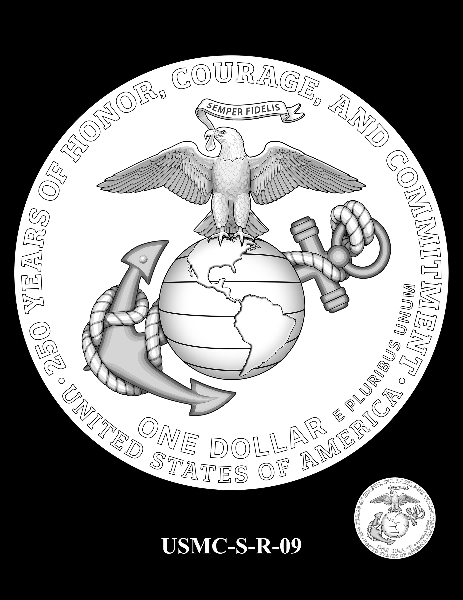 USMC-S-R-09 -- 250th Anniversary of the United States Marine Corps - Silver