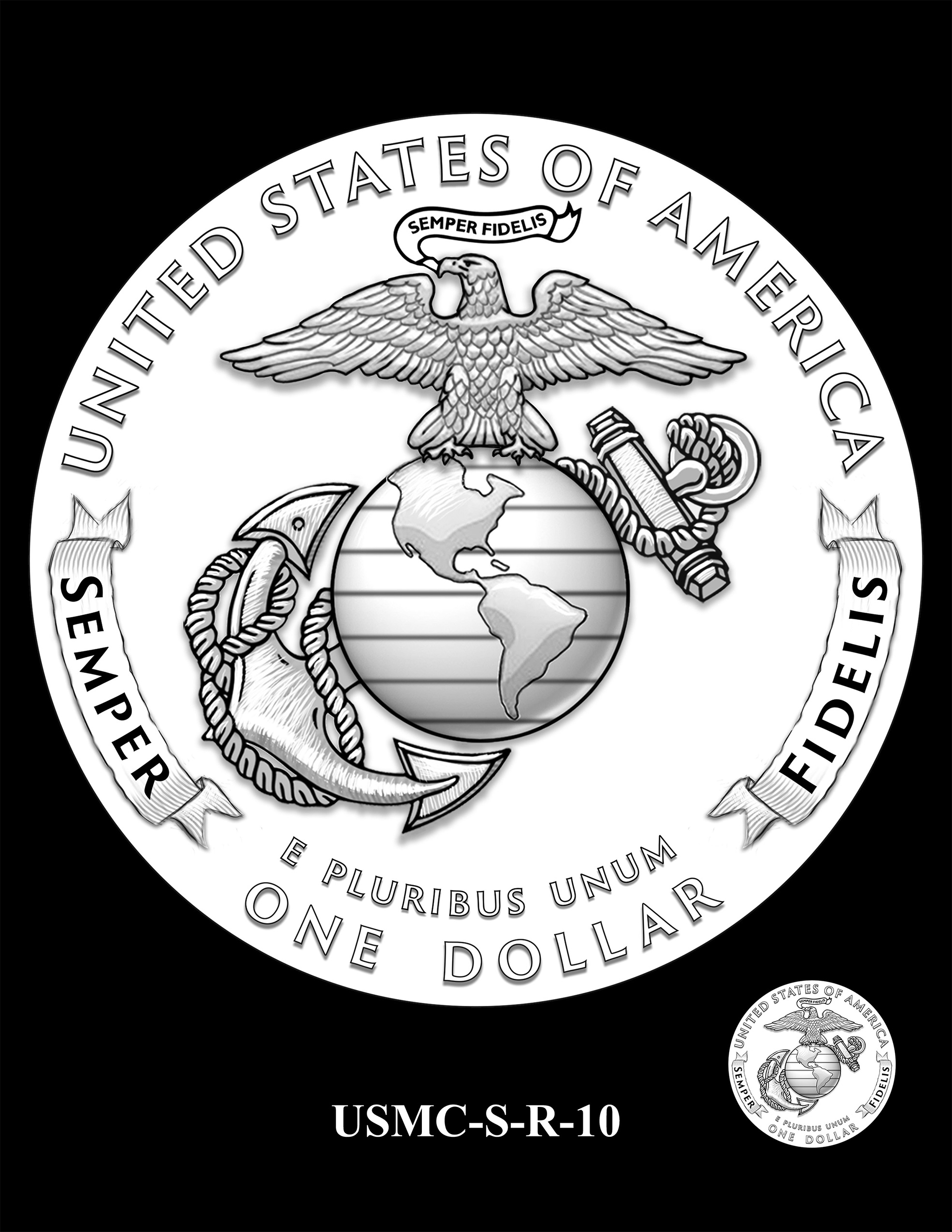 USMC-S-R-10 -- 250th Anniversary of the United States Marine Corps - Silver