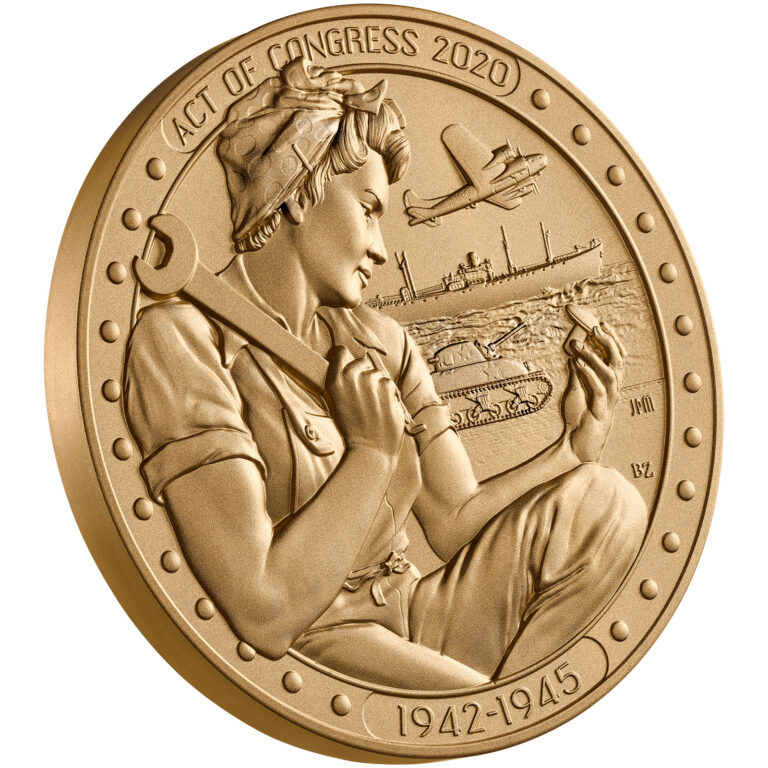 Rosie the Riveter Bronze Medal Three Inch Reverse Angle